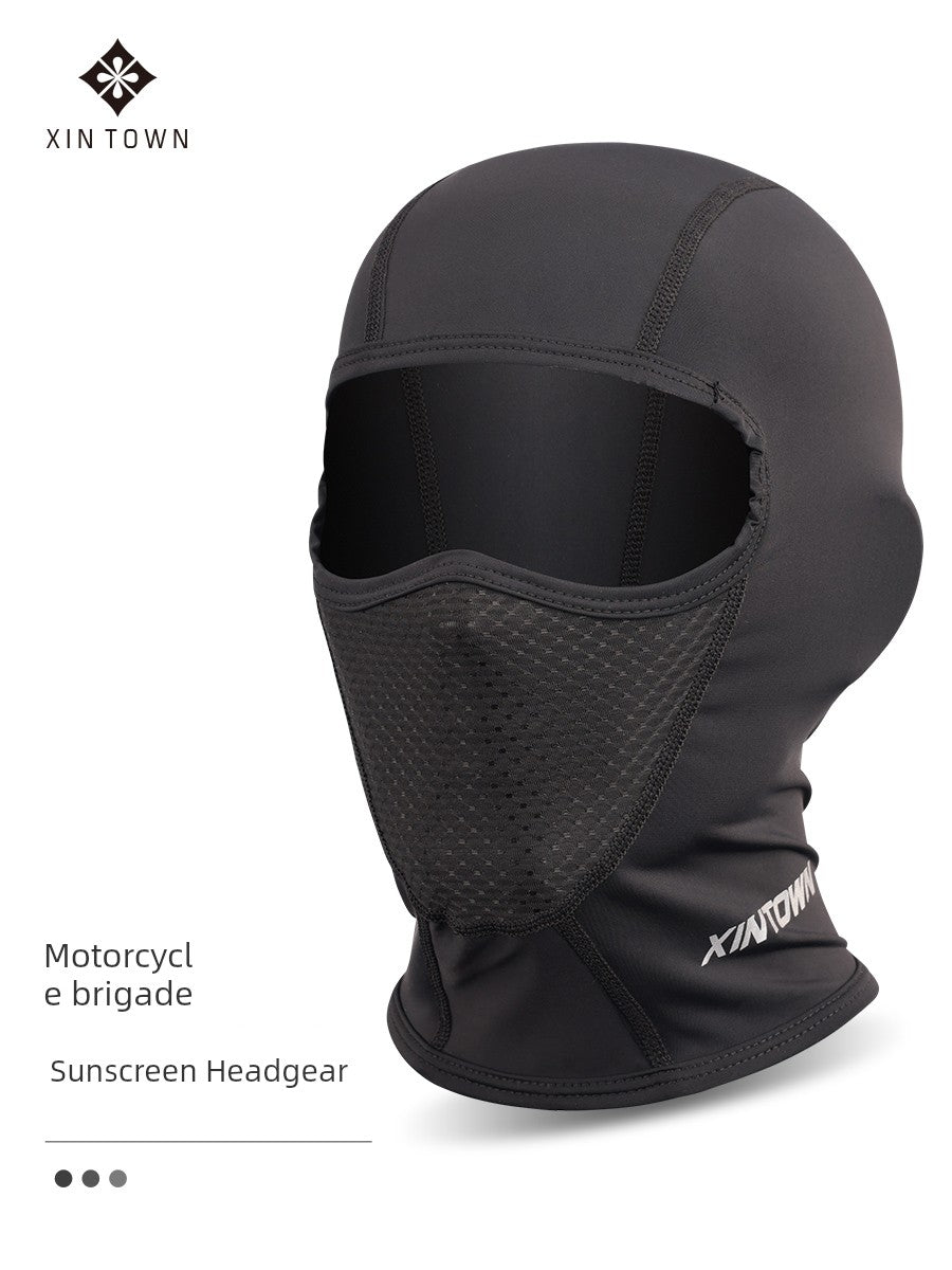 Xintwon Sun-Proof Headgear Ice Silk Mask Motorcycle Helmet Lining Cycling Thermal and Windproof Facekini Men and Women