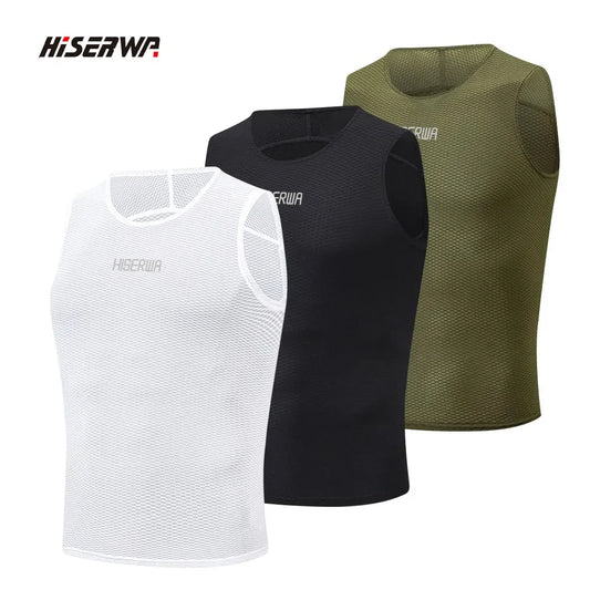 HISERWA Cycling Base Layer MTB Road Bike Underwear For Men Quick Dry Elastici Vest White Cycling Jersey Sleeveless Undershirt