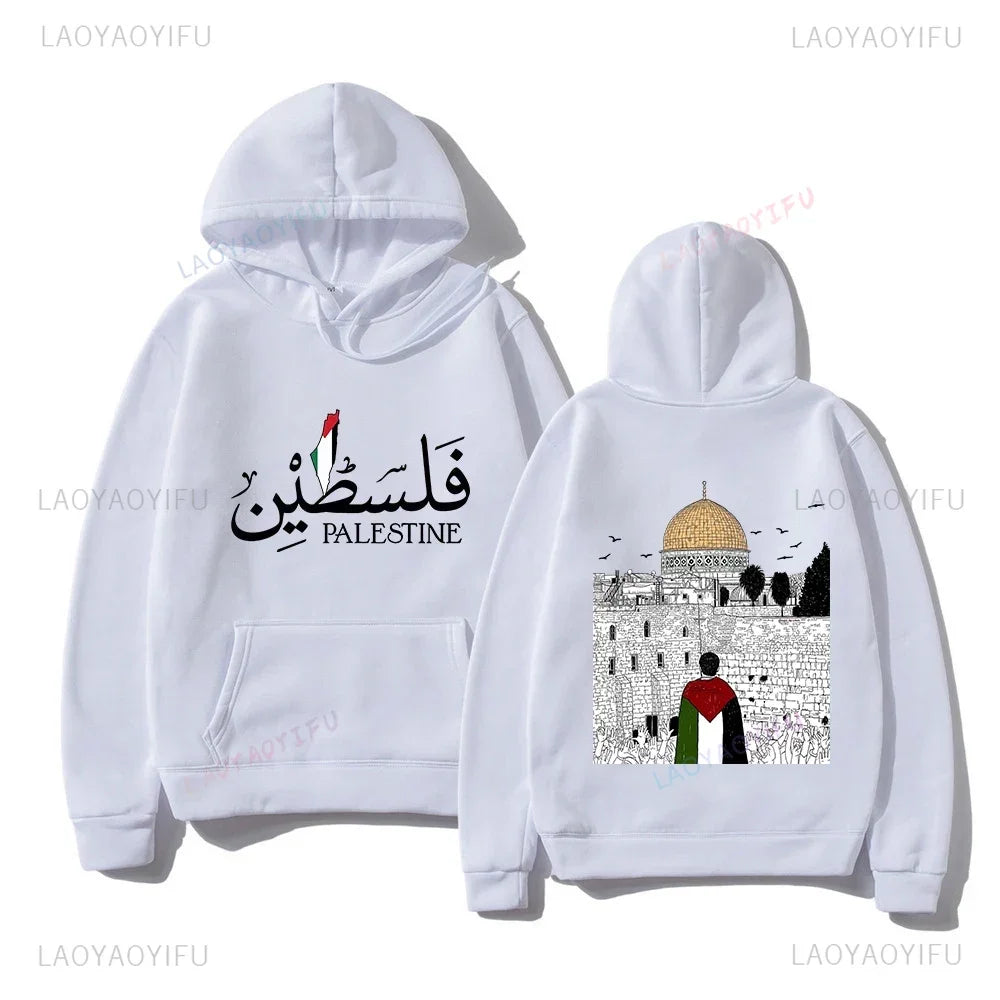 Palestine Hoodie Women Harajuku Aesthetic Graphic Palestina Hoodies Unisex Streetwear Vintage Casual Hooded Pullover Sweatshirts