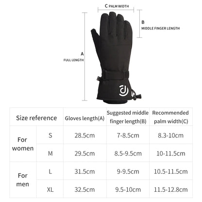 Men Women Ski Gloves Winter Warm Windproof Waterproof Touch-Screen Fleece Non-slip Snowboard Snowmobile Cycling Skiing Gloves