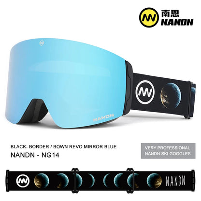 NANDN Double Layers Magnetic attraction Anti-Fog Ski Goggles Snow Snowboard Glasses Snowmobile Eyewear Outdoor Sport Ski Googles