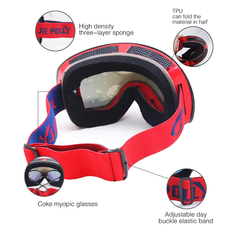 Ski Goggles Winter Snow Sports New Adult Double Layer Men Eyewear Women Myopia Spherical Ski Goggles Women Snowboard Ski Glasses