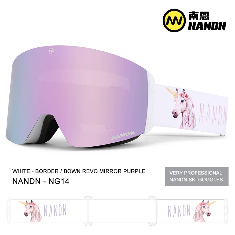 NANDN Double Layers Magnetic attraction Anti-Fog Ski Goggles Snow Snowboard Glasses Snowmobile Eyewear Outdoor Sport Ski Googles